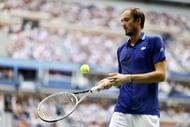 Daniil Medvedev prepares to serve at the 2021 US Open